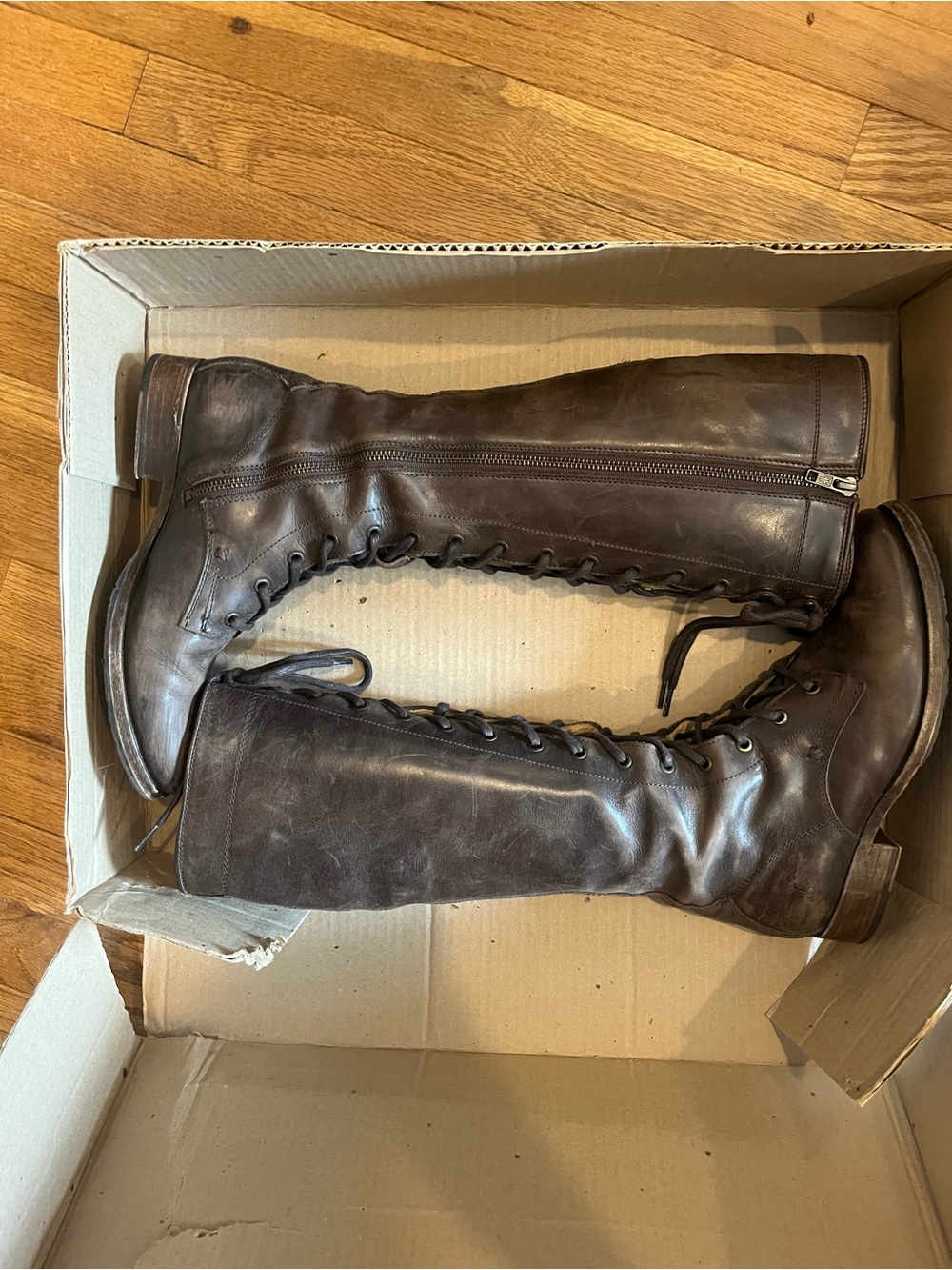 KATNISS Frye Melissa Tall Brown Leather Lace Up Knee High Riding Boot Size 9 - Picture 4 of 12